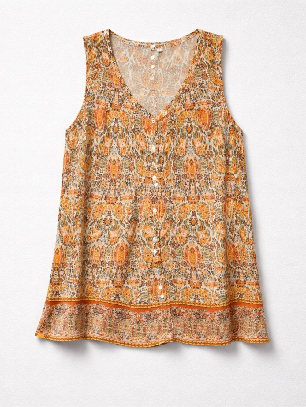 🤑J. Jill Orange Floral Sleeveless Tunic
